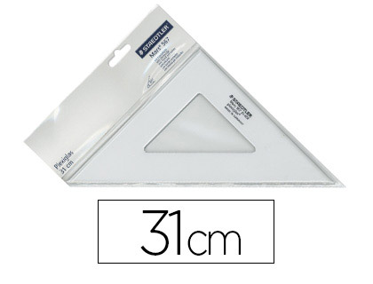 QUERRE STAEDLER MARS PLEXIGLAS NON GRADUE 45 DEGRS 31CM BORDS ANTI-TCHES 1 BISEAU GRAV INEFFAABLE