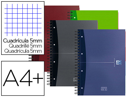 CAHIER TRIEUR OXFORD EUROPEAN BOOK OPTIK PAPER COUVERTURE REMBORDE A4+ 24X32CM 240 PAGES PERFORES 90G 5x5MM 4 TROUS