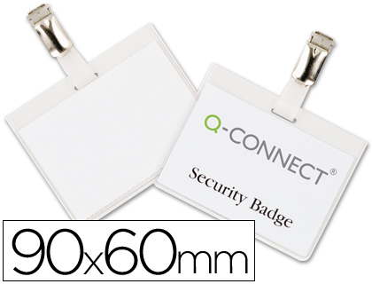 BADGE Q-CONNECT CLIP BRISTOL B LANC IDAL CONFRENCES RUNIONS RCEPTIONS 60X90MM BOTE 25 UNITS
