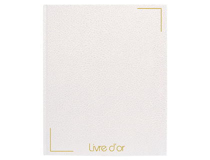 LIVRE D'OR SIGN SIMIL CUIR 205X260MM 128F ASPECT CROCO PAPIER CRME LIGN COLORIS BLANC