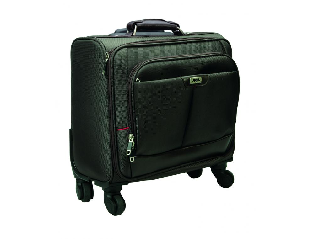 PILOT CASE SIGN 15 POU CABINE  COMPARTIMENT INTRIEUR EXTRIEUR ZIPP 4 ROULETTES MULTIDIRECTIONNELLES 34X40X19CM MARRON