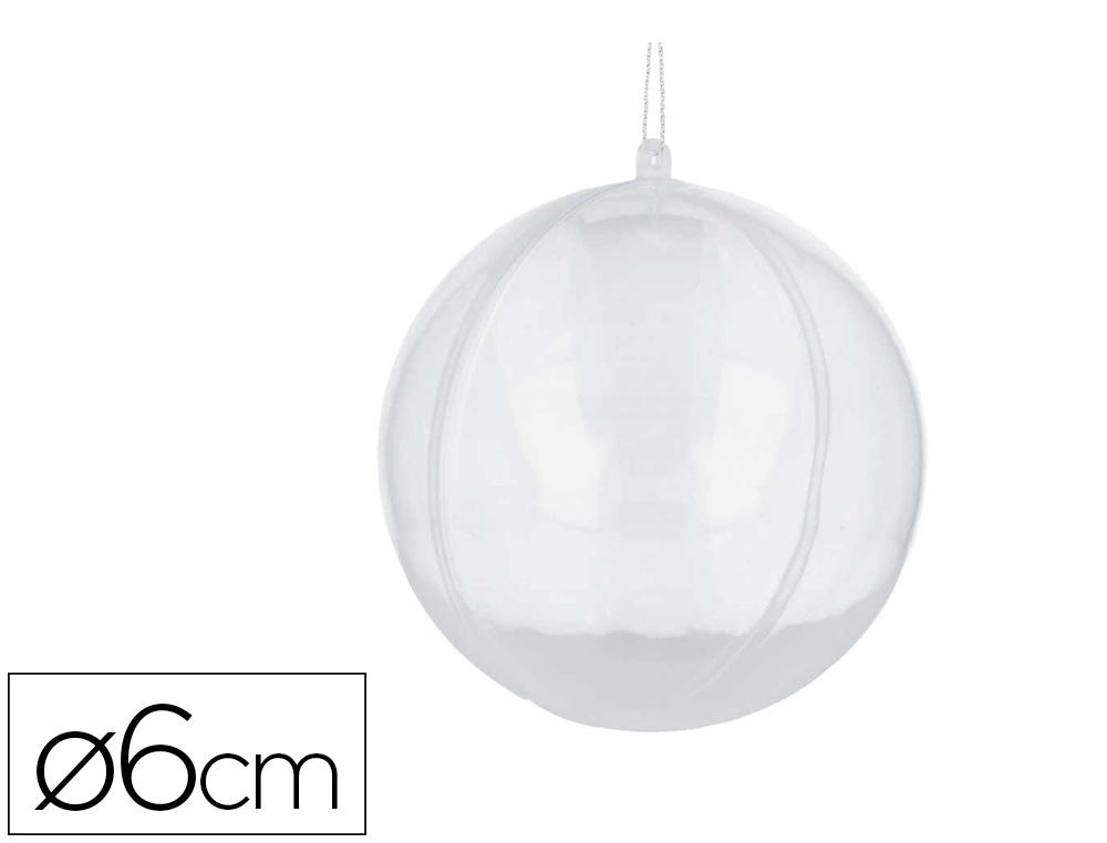 BOULE A DECORER INSSPIRO PLASTIQUE DEMONTABLE DIAMETRE 6CM COLORIS TRANSPARENT