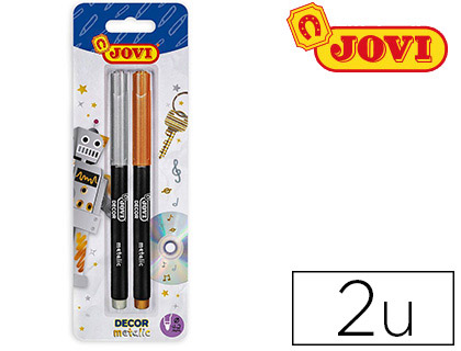 MARQUEUR JOVI PERMANENT DCOR METALIC TOUTES SURFACES POINTE 4,2MM COLORIS OR ET ARGENT BLISTER 2 UNITS