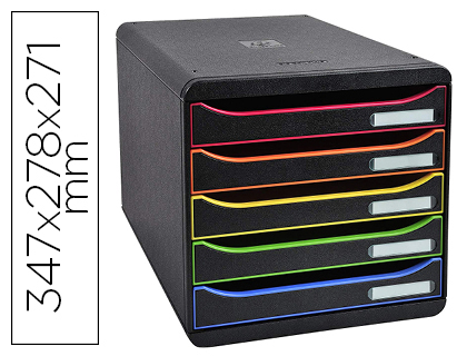 MODULE CLASSEMENT EXACOMPTA BIG BOX PLUS 5 TIROIRS DOCS A4+ 347X278X271MM COLORIS NOIR/ARLEQUIN