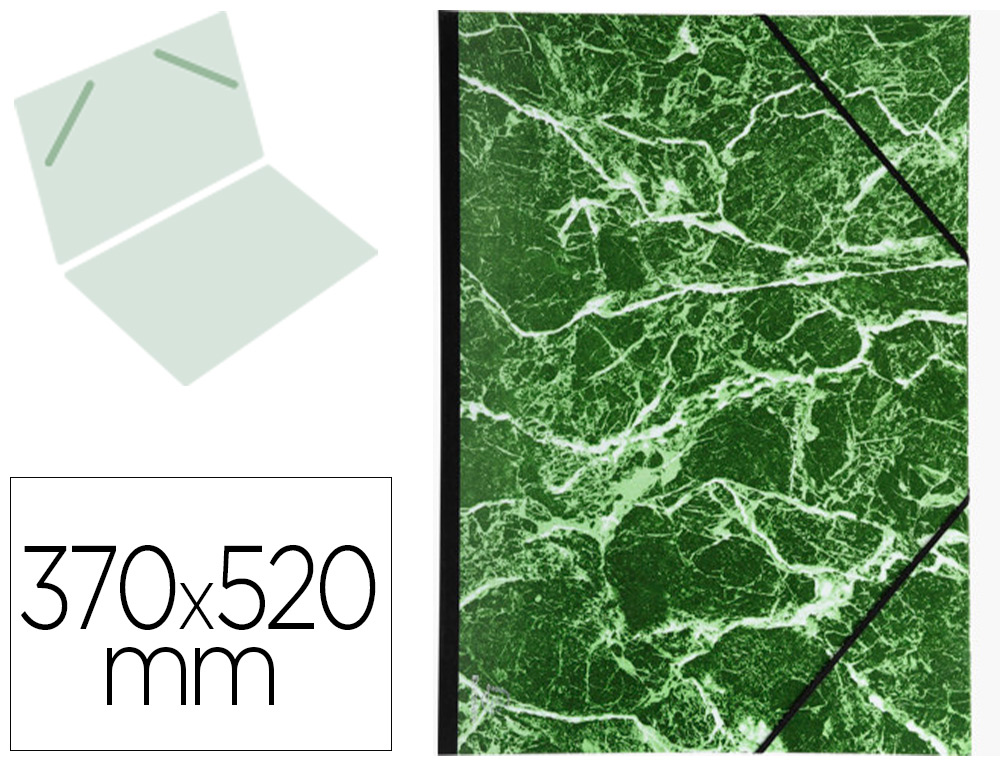 CARTON  DESSIN EXACOMPTA PAPIER MARBR VERNIS 1/2 RAISIN DOS TOIL RENFORC FERMETURE LASTIQUE 37X52CM VERT