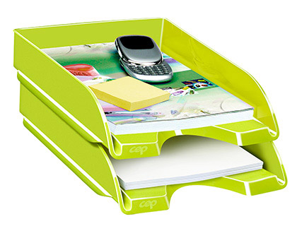 CORBEILLE  COURRIER CEP GLOSS POLYSTYRNE 2 RENFORTS LATRAUX 348x257x66MM COLORIS VERT ANIS