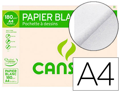 PAPIER DESSIN CANSON C  GRAIN CRAYON ENCRE GOUACHE FEUTRE 180G A4 POCHETTE 12F