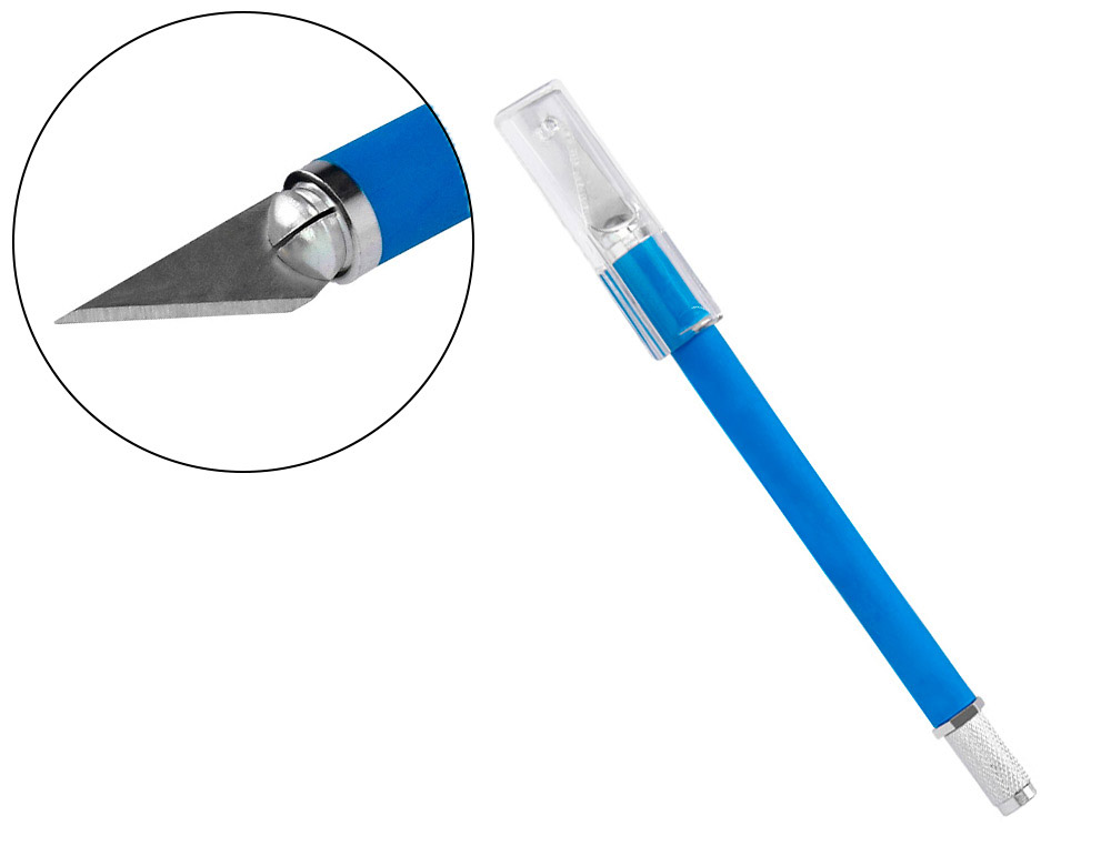 CUTTER BISTOURI Q-CONNECT MATRIEL DOUX LAME 6MM 3 RECHANGES COMPRISES BLISTER