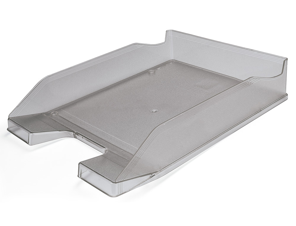 CORBEILLE  COURRIER Q-CONNECTPOLYPROPYLNE DOCUMENTS A4+ 240X320MM EMPILABLE 350X255X65MM COLORIS GRIS TRANSPARENT